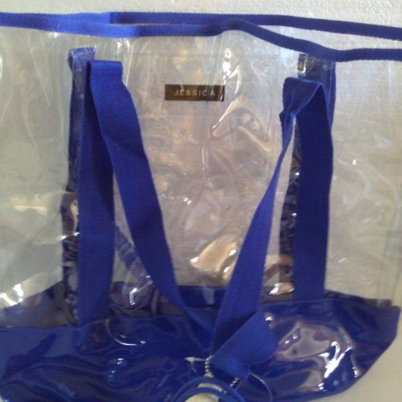 Jessica blue and translucent 4 pc beach bag set - Picture 1 of 5